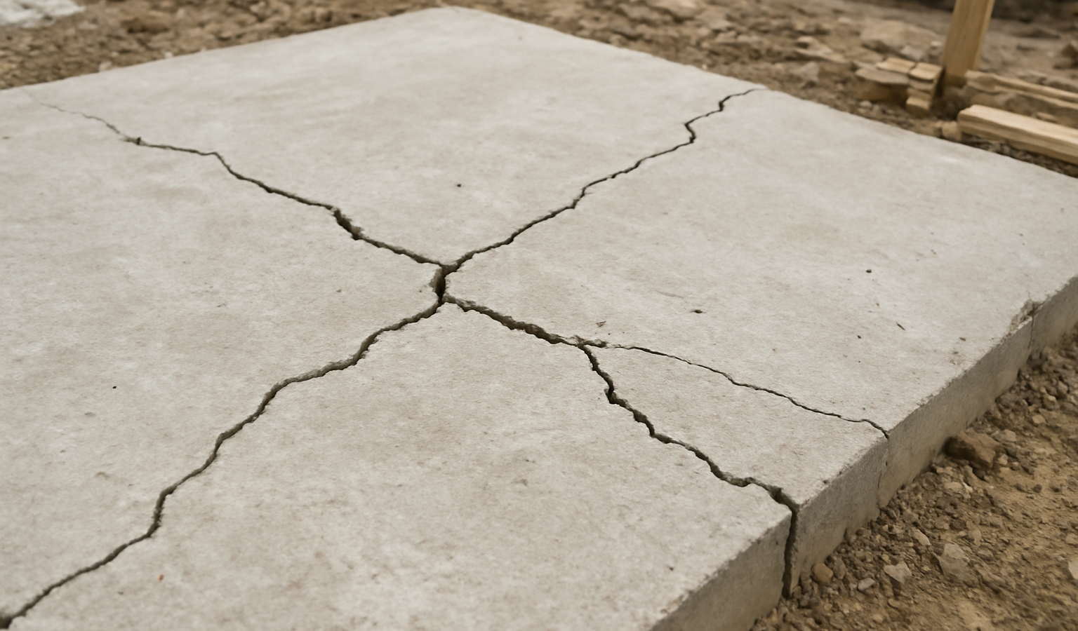 fissures visibles sur dalle en chantier