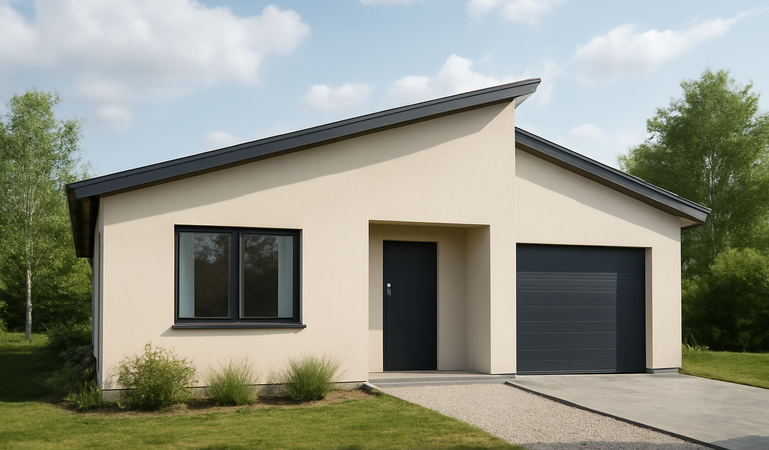 maison toit monopente plain pied