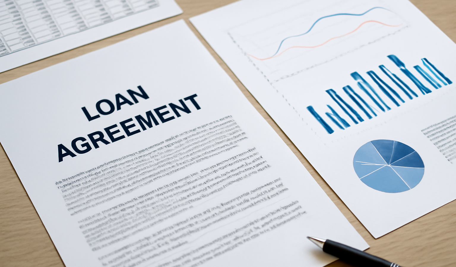 contrats de prêt et graphiques financiers