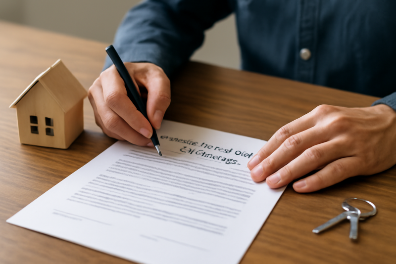 personne signant contrat d'assurance pour maison