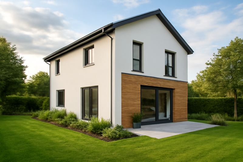 Maison neuve moderne avec jardin