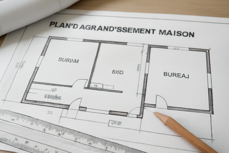 Plans agrandissement maison bureau
