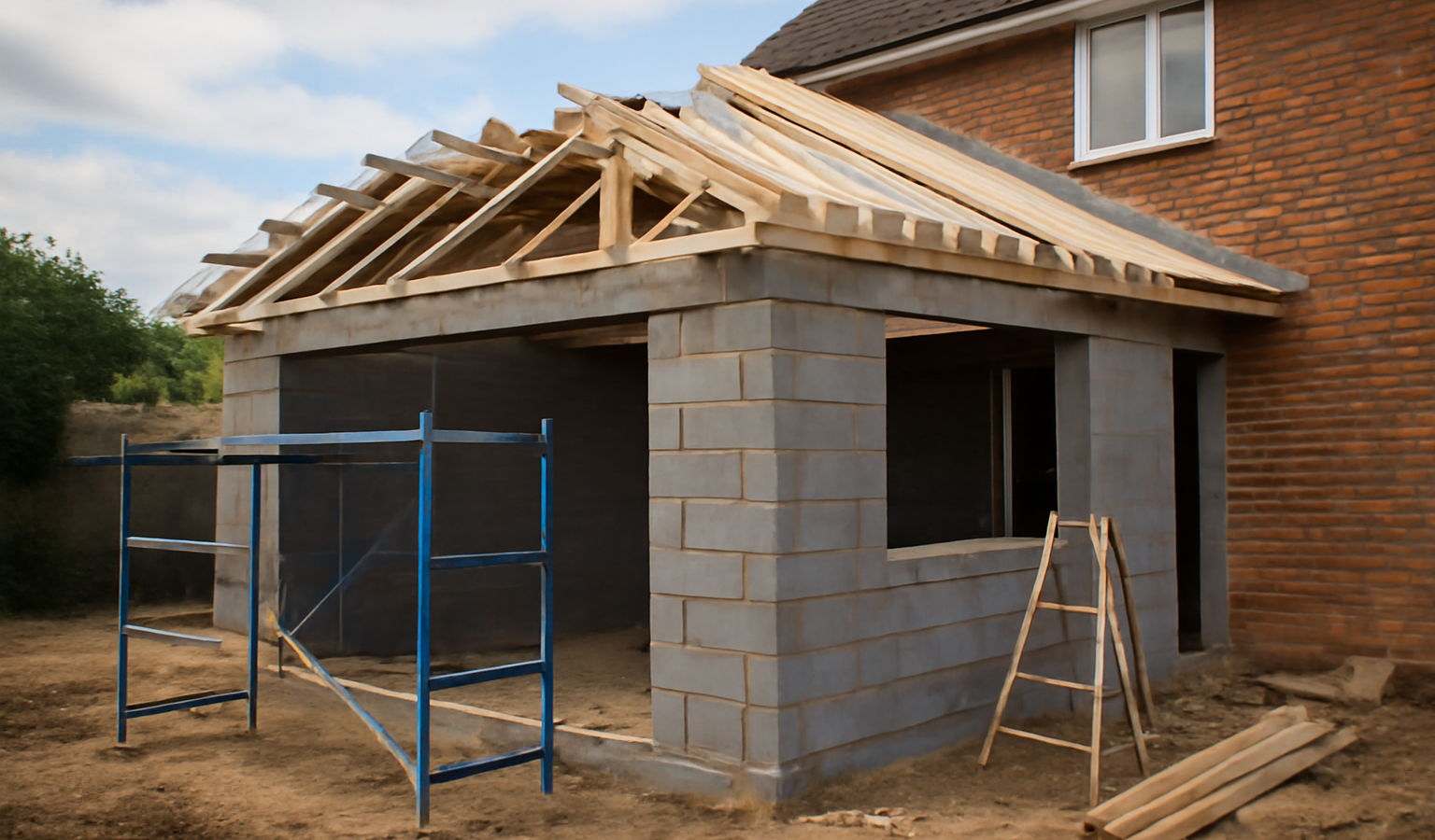 Extension maison en cours travaux