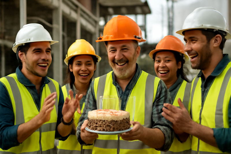 Équipe construction célébration anniversaire