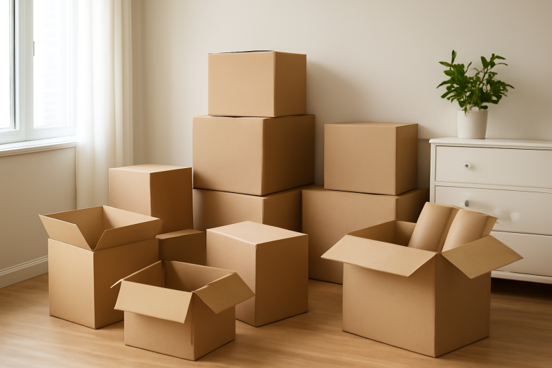 Cartons déménagement maison organisée