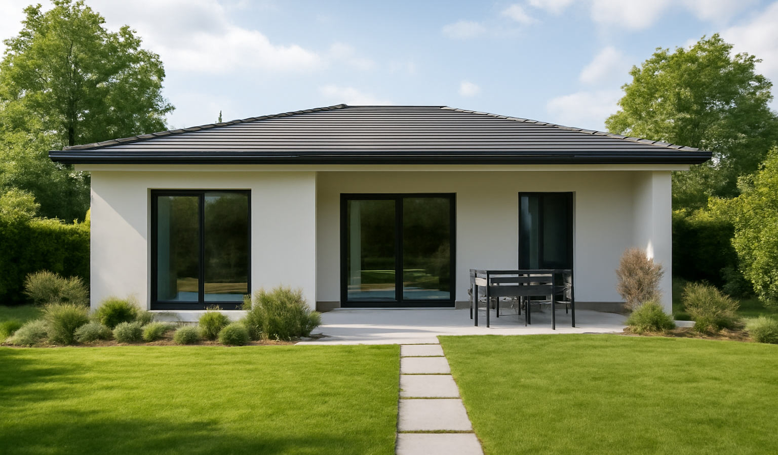 Maison plain-pied moderne avec jardin