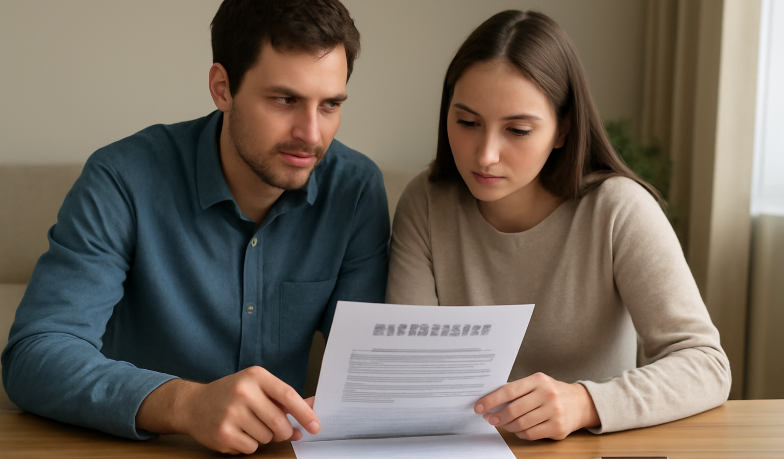 couple consultant contrat de prêt autour table