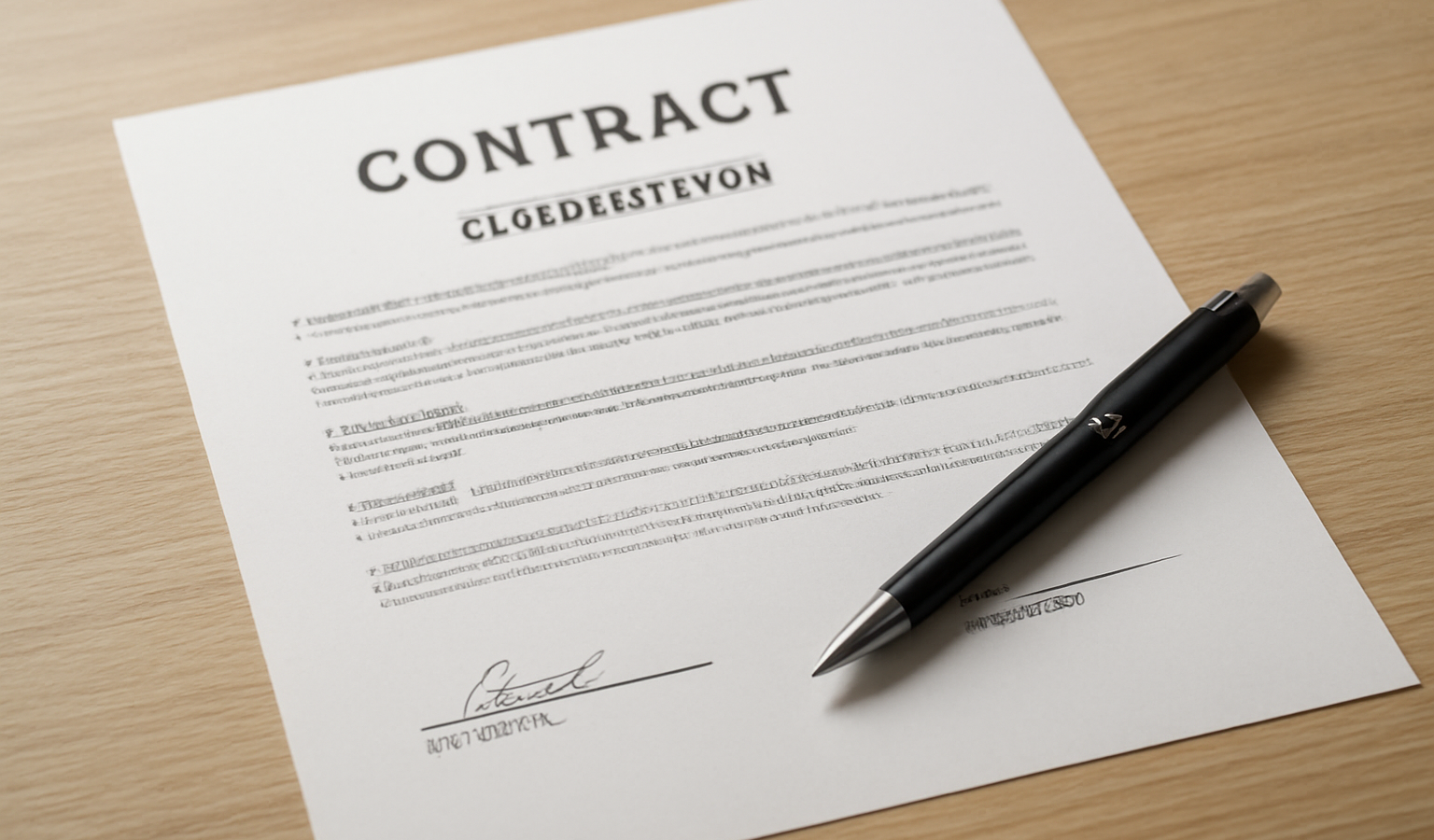 Document contrat construction signé