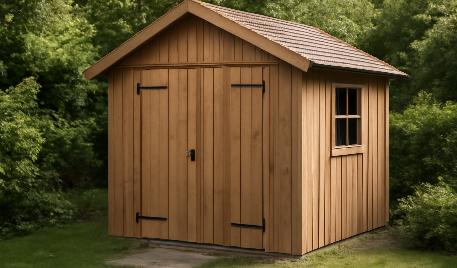 petit abri en bois dans jardin