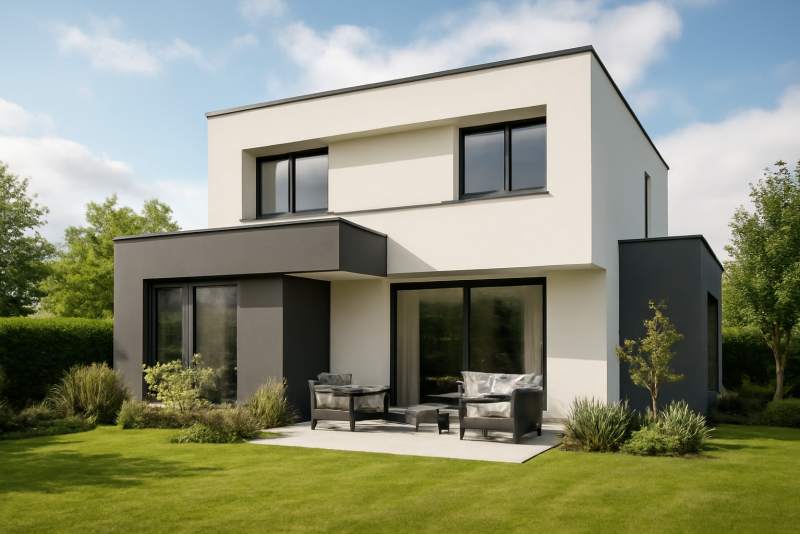 Maison neuve moderne avec jardin