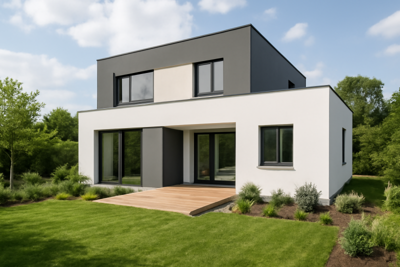 Maison neuve moderne avec jardin