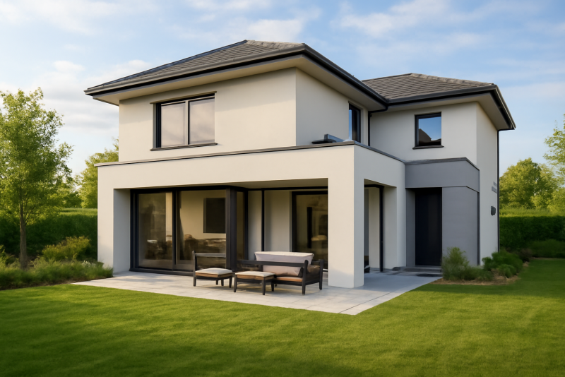 Maison neuve moderne avec jardin