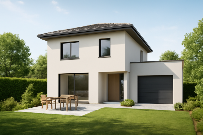 Maison neuve moderne avec jardin