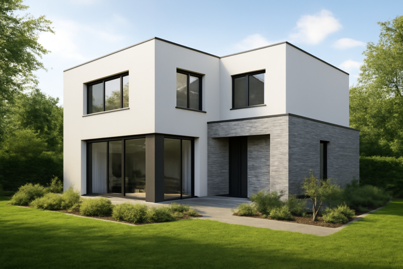 Maison neuve moderne avec jardin