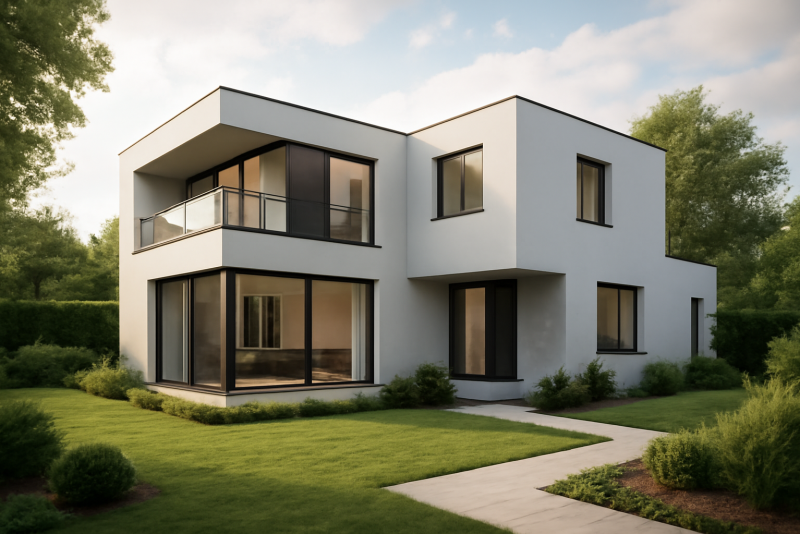 Maison neuve moderne avec jardin