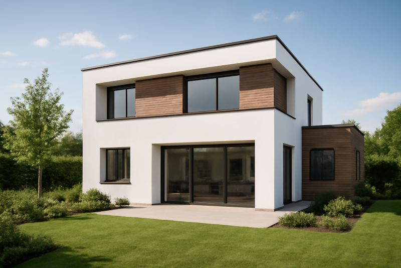 Maison neuve moderne avec jardin