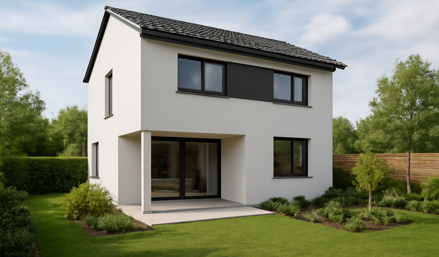 Maison neuve moderne avec jardin