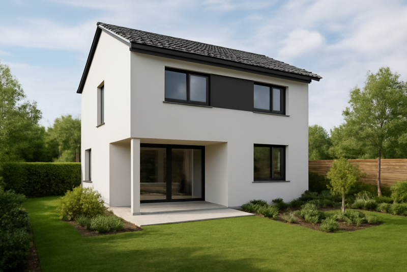 Maison neuve moderne avec jardin