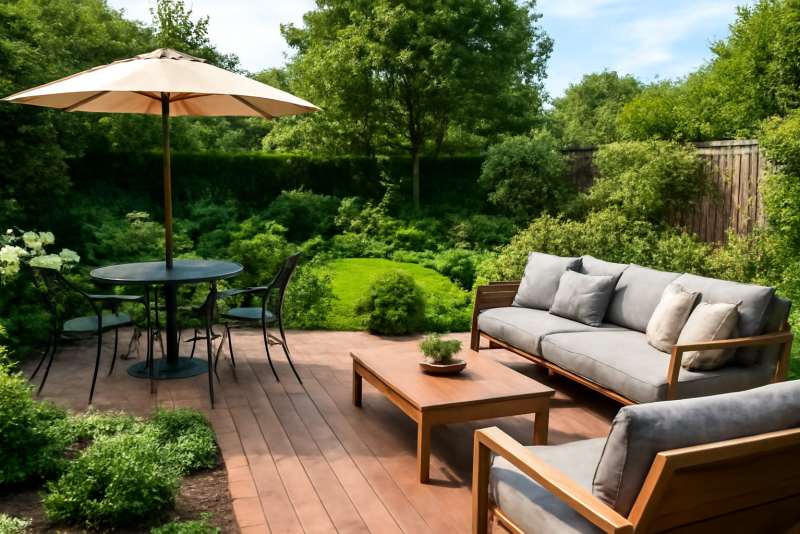 Jardin aménagé avec terrasse conviviale