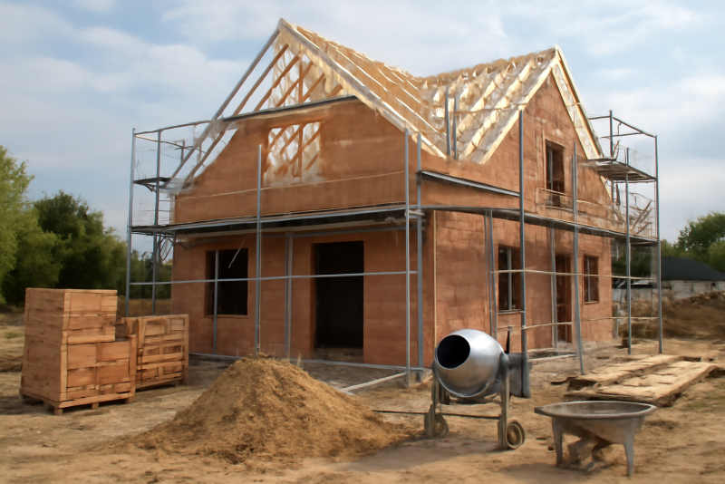 Chantier construction maison individuelle