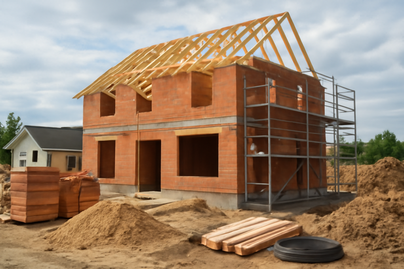 Chantier construction maison individuelle