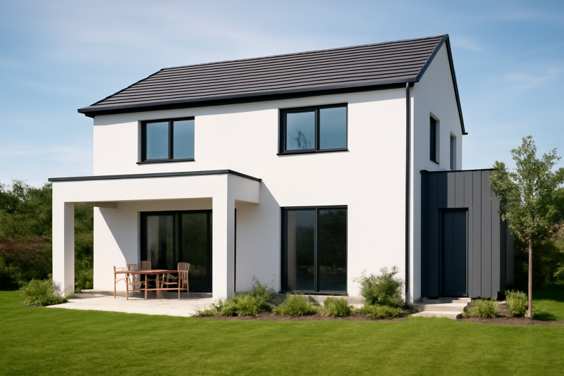 Maison neuve moderne avec jardin