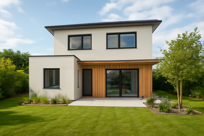 Maison neuve moderne avec jardin