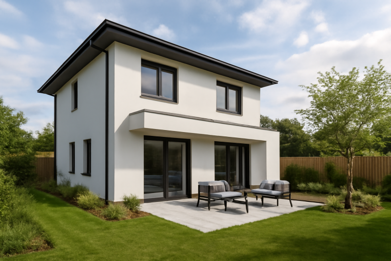 Maison neuve moderne avec jardin