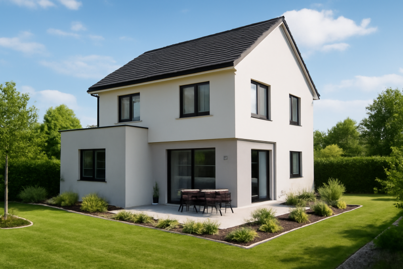 Maison neuve moderne avec jardin
