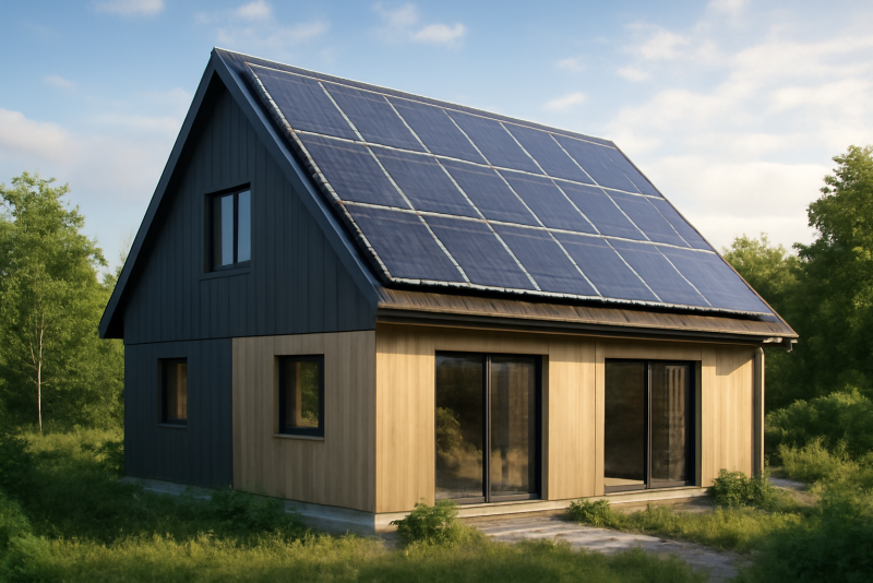 Maison écologique avec panneaux solaires