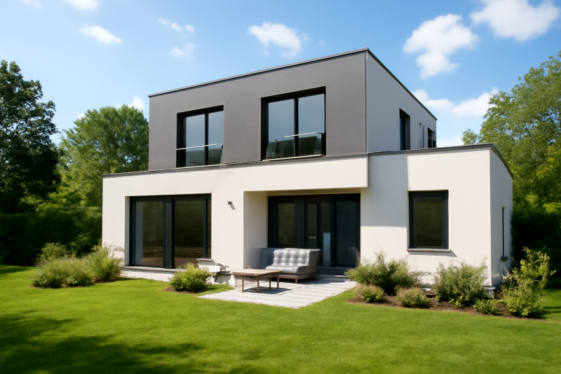 Maison neuve moderne avec jardin