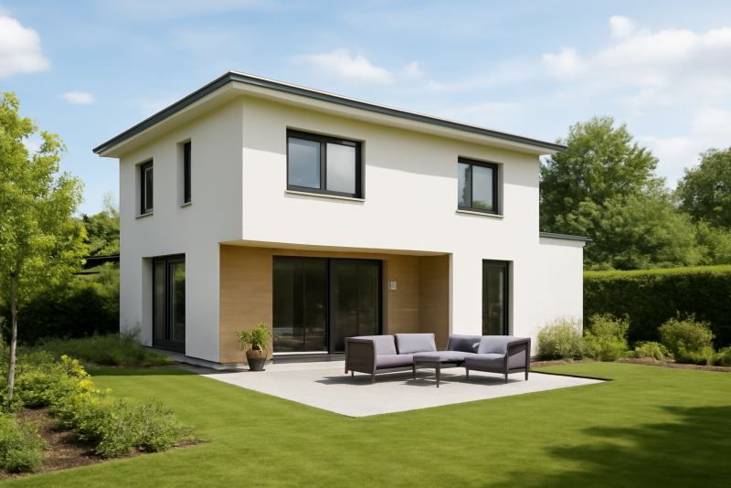 Maison neuve moderne avec jardin