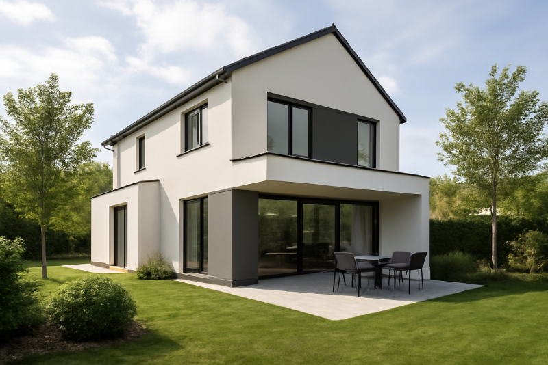 Maison neuve moderne avec jardin