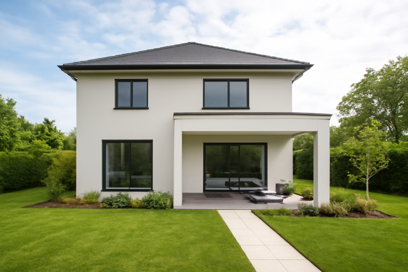 Maison neuve moderne avec jardin