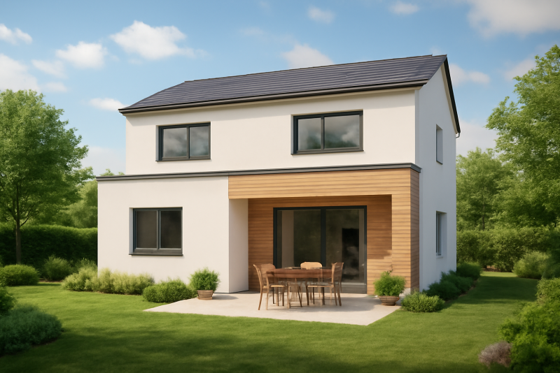 Maison neuve moderne avec jardin