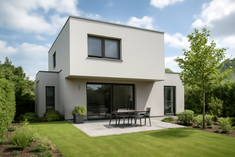 Maison neuve moderne avec jardin
