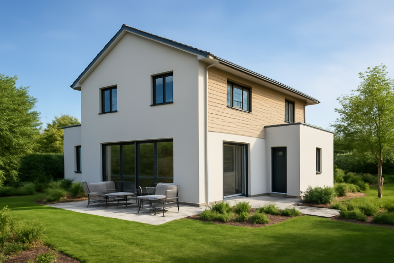 Maison neuve moderne avec jardin