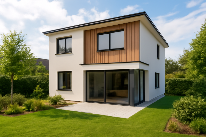 Maison neuve moderne avec jardin