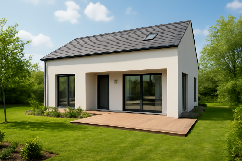 Maison neuve moderne avec jardin