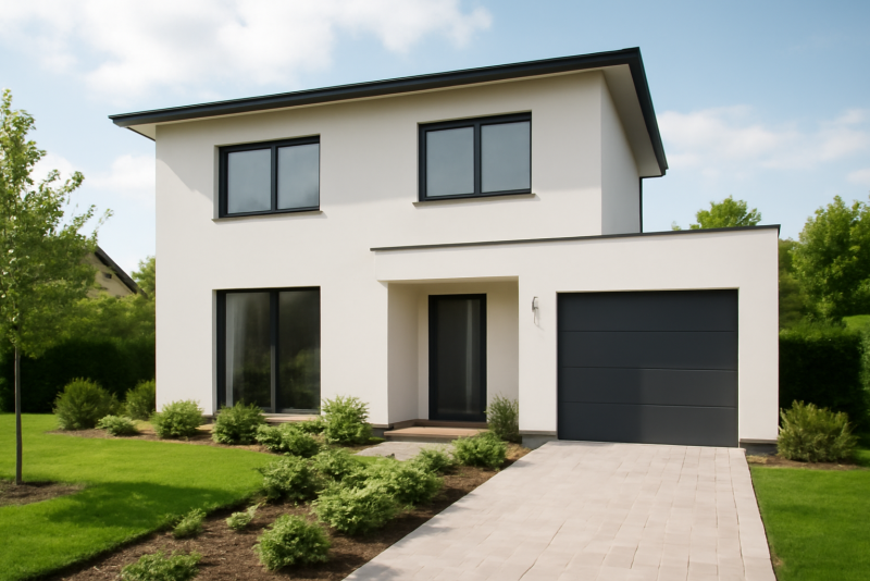 Maison neuve moderne avec jardin