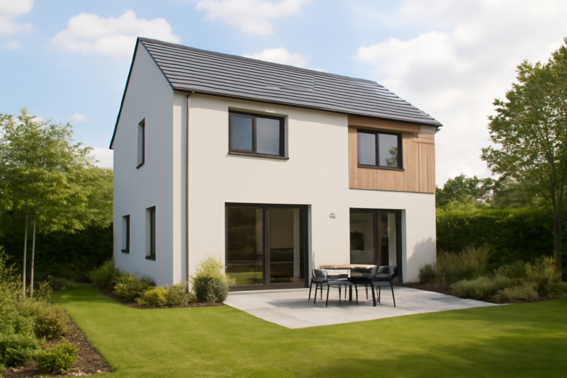 Maison neuve moderne avec jardin