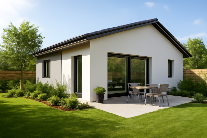 Maison neuve moderne avec jardin