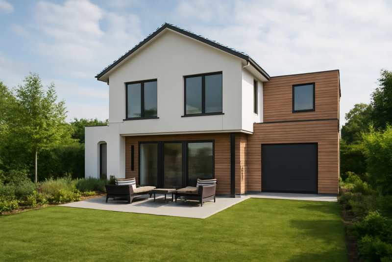 Maison neuve moderne avec jardin