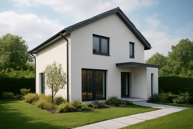 Maison neuve moderne avec jardin