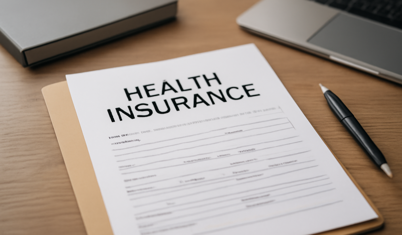 dossier d'assurance posé sur bureau