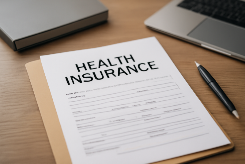 dossier d'assurance posé sur bureau