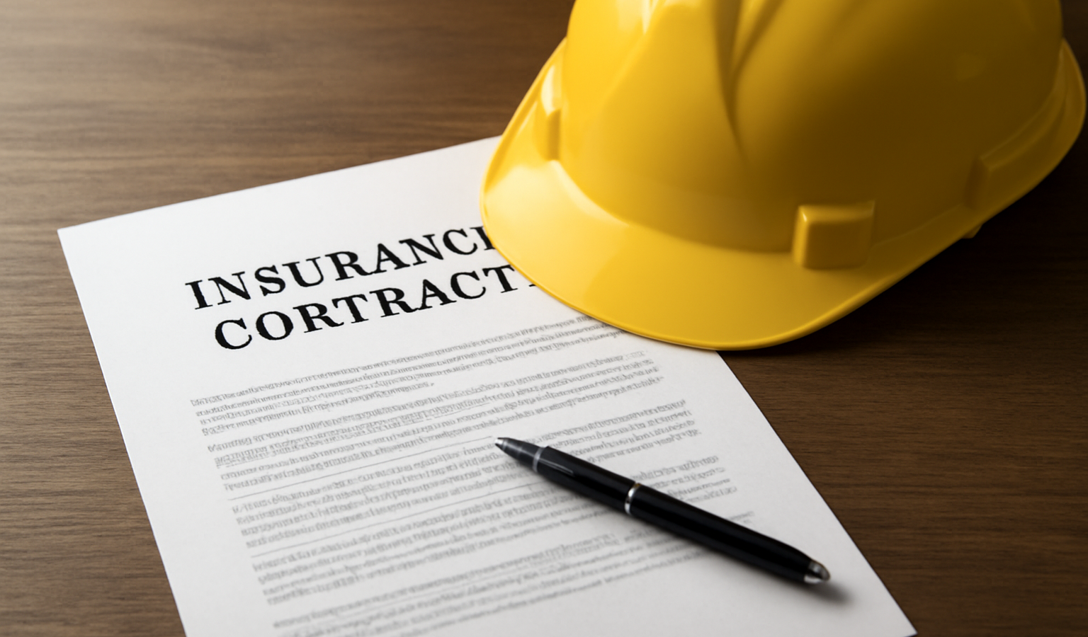 contrat assurance avec casque de chantier pose dessus