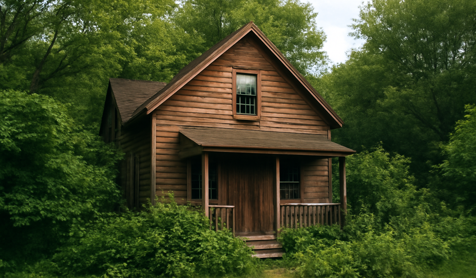 maison en bois entourée de végétation