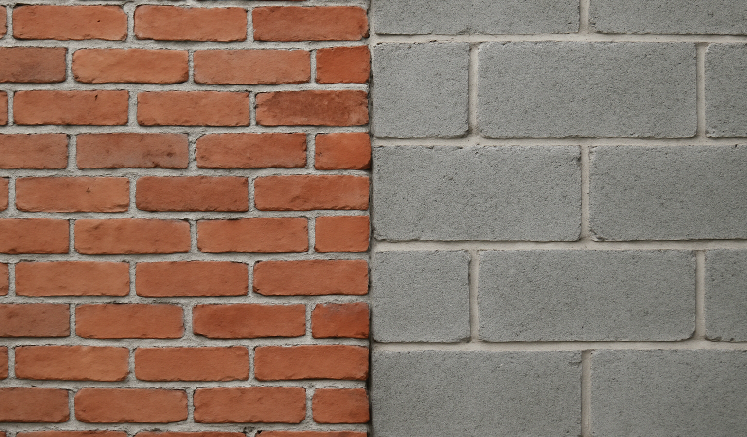 mur en brique a cote de murs en parpaing
