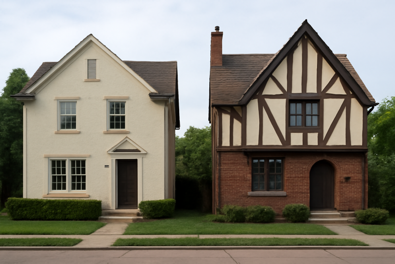 Deux styles maisons côte côte